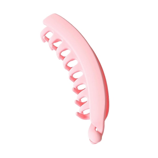 Bananformet Hårnål Dobbel Rad Anti-skli Tann Design Hårklemme Ensfarget Frostet Tekstur Stor Bak Hode Tvist Hårklo Pink