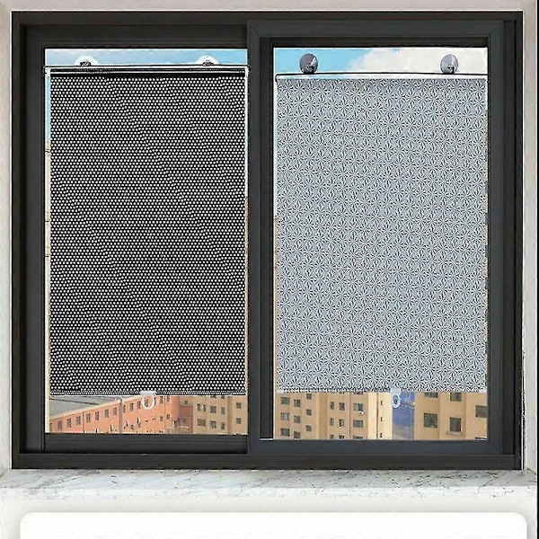 2 stk. Rullegardiner Sugekop Solskærm Mørklægningsgardin Bil Hjem Vinduesgardiner-yky Silver 50*125CM