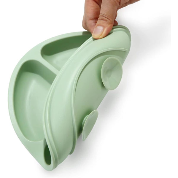3-pack Silikon Sugkoppar för Spädbarn, Självmatning för Småbarn, Fast Delad Matningsbricka för Höghålstallrik, Osplitterlig, Bärbar och Halksäker