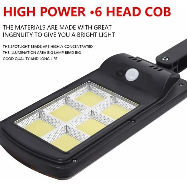 Utendørs solcellelampe, 6000LM LED gatelys solcelleflomlys bevegelsessensor 3 moduser IP67 vanntett for hage, garasje, gårdsplass, trapper