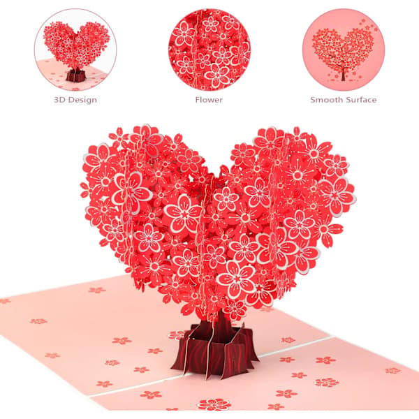 3D pop-up kort til Valentinsdag, kærlighedstræ jubilæumskort, kærlighed