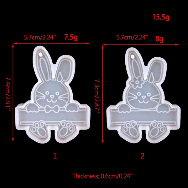 DIY Påskehare Nøgle Vedhæng Dekorativ Silikoneform Påskedag Serie Charms Resin Støbeform til Boligdekoration transparent 1