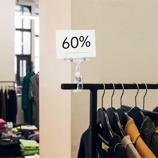 30 st Genomskinliga Skyltklämmor för Display, Skylthållarklämmor för Detaljhandel, Prisskyltsklämmor i Plast Etikettklämmor i Akryl