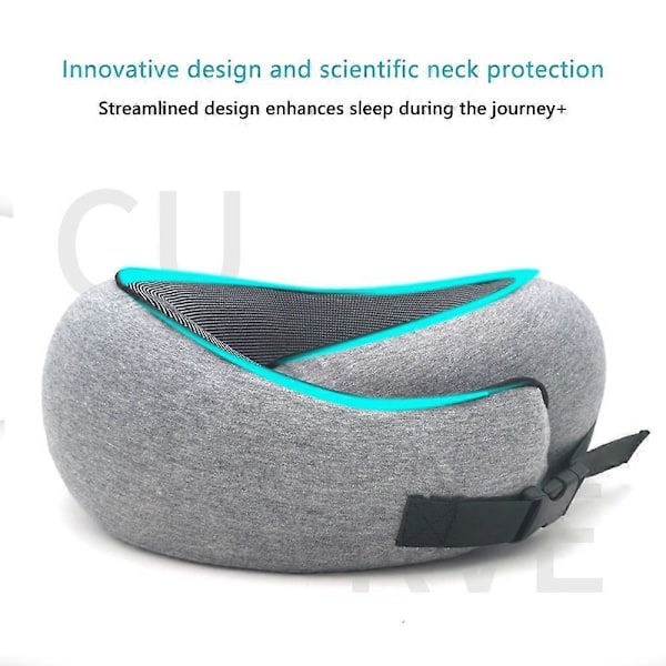 Sikkerhets nakkepute for reise, memory foam, komfortabel og pustende, myk U-formet Deep Black
