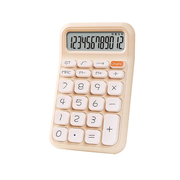 Bærbar mekanisk switch-lommeregner til grundlæggende numerisk beregning, robust beige Beige 14.8cmx9.3cmx2cm