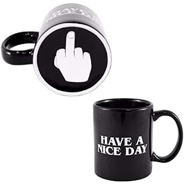 SSRGV Ha en trevlig dag Kaffemugg Långfinger Rolig Kopp för Kaffe Mjölk Juice