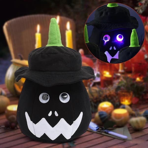 2025 Halloween Hink Pumpahink med Lock med Hatt Snacks, Godispåsar med Ljus Black