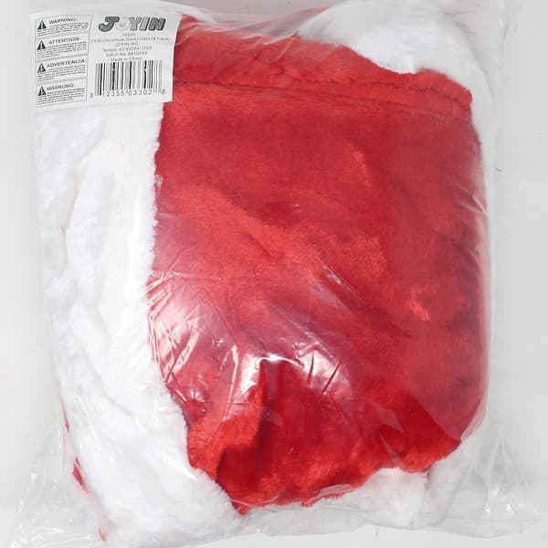 Premiumhattar (4-pack), plysch röda sammetsjulhattar med vita manschetter