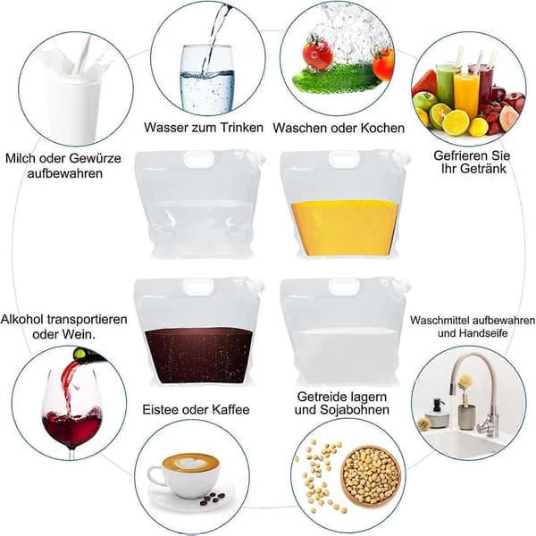 Vattenbehållare Vikbar Vattendunk Vattendunk Bärbar Vikbar Vattenflaska för Utomhuscamping Vandring Picknick BBQ (5L + 10L)