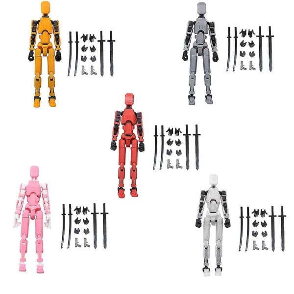 3D-printet actionfigur, T13 actionfigur, Titan 13 actionfigur, robot actionfigur transparent