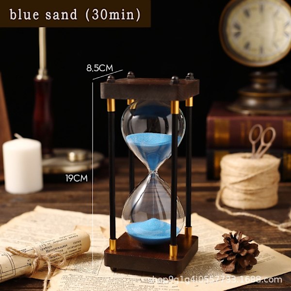 Timeglass, Dekorativt Timeglass i Tre, Timer Blue 30 min