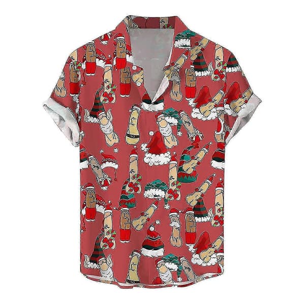 Menns stygg hawaiiskjorte fargerik strandknapp ned topp morsom gave D 3XL