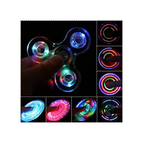 LED Fidget Spinner - 1 kpl - Kristalli ABS - Monivärinen valo - Stressinpoisto ADHD Lapsi Aikuinen - 7