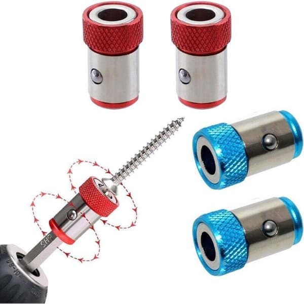 Magnetisk bitsholder, 4-delt magnetisk ring, egnet for dobbelthodede skrutrekkerbits med forskjellige diametre