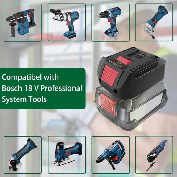 BOSC18B batteriadapter til Bosch 18V PBA Gloria-batterier, batterikonverteringsadapter til Bosch Professional 18V GBA-værktøjer