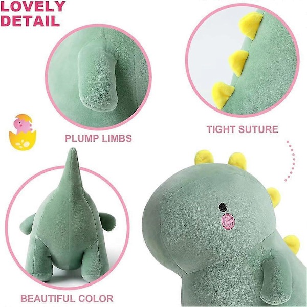Dinosaurie Plyschleksak, Kawaii Plyschdjur, Gosig Dino, Kuddedocka, Gosig Leksaks Present Fylld för Barn Flickor Pojkar Grön