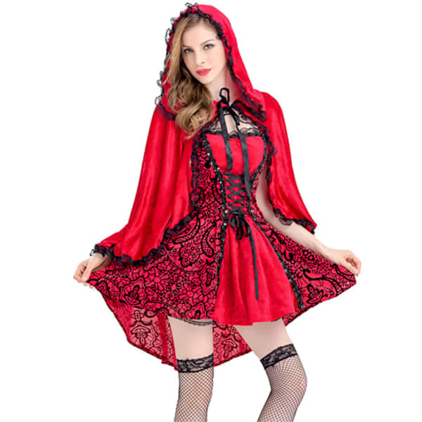 Rødhætte Kappe og Kjole til Voksne - Plus Size Kostume til Forestillinger Halloween & Jul M