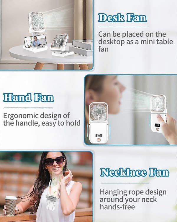 Håndholdt bærbar ventilator, Mini USB håndholdt ventilator til køling, Lille elektrisk genopladelig ventilator til børn