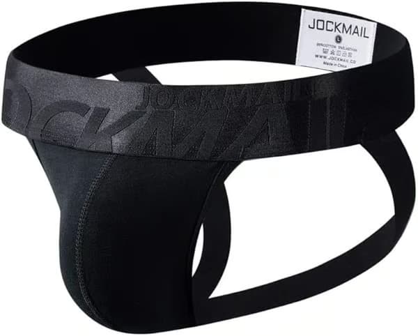 2025 nyeste modell JOCKMAIL herre-jockstrap, atletisk jockstrap i bomull, sømløse stringtruser, undertøy, svart, XXL