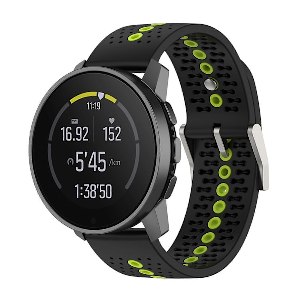Farverig hul silikonerem til Suunto 9 Peak Black Lime Green