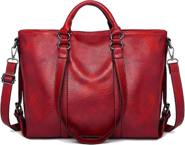 Dametasker, retrostil, blødt læder, mode, skuldertaske, stor størrelse, sort Estilo 1 Rojo 13.5 inch