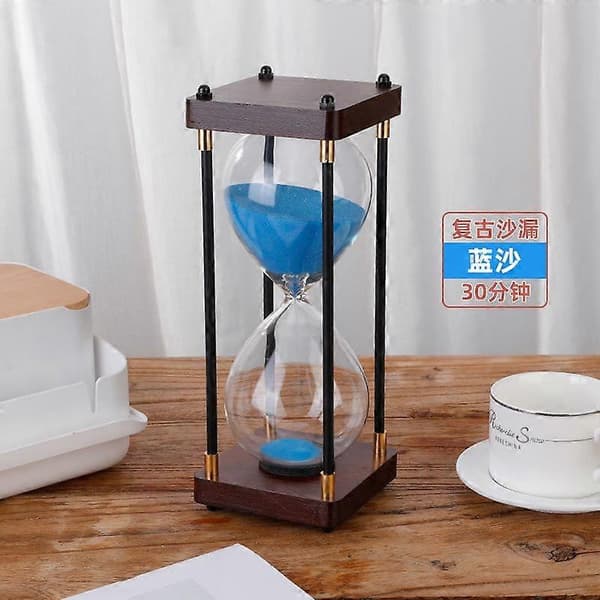Stort timeglas 60 minutter, timeglas, regnbueglas timeglas, gave timeglas, til hjemmet, skrivebord Blue 30min