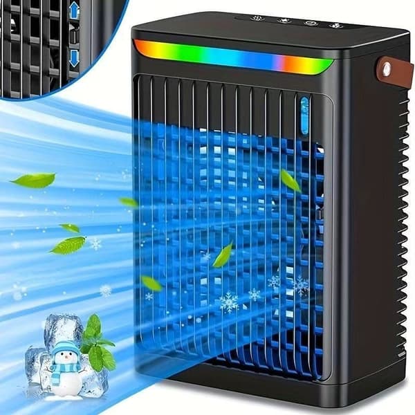 Bærbar aircondition, mini luftkøler, 680 ml USB luftkøler, 5-trins ventilator