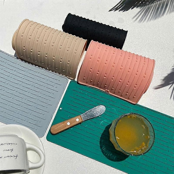 Silikoninen astiankuivausalusta, suuri astiankuivausalusta, työtason suojus, astianvalutusmatto, tiskialtaan alusta, keittiötyökalu pink