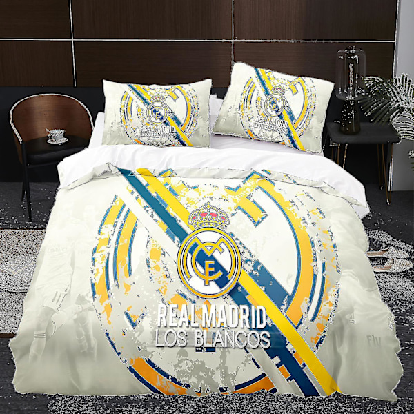 Boll Madrid Team Emblem K4# Säng Tredelad 3d Fotboll Tredelad Storlek Real Madrid Överkast 220cm