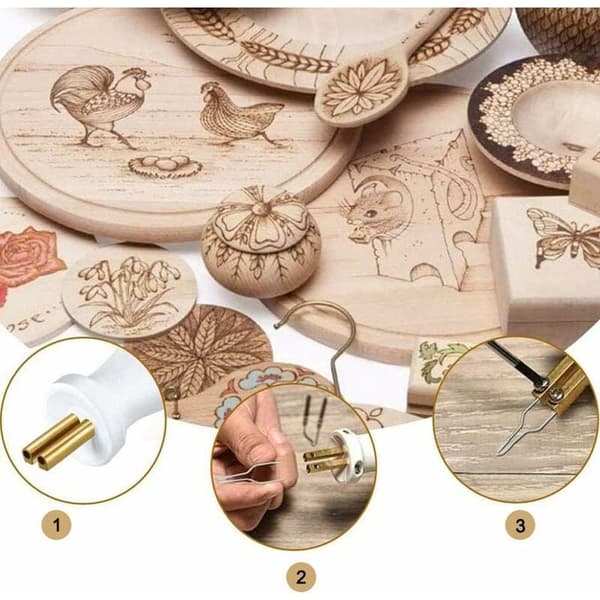 Graverings- og presisjonsverktøytilbehør, 23-delers pyrografispisser, justerbart pyrografispisssett, pyrografispisser i nikkel-kromlegering,