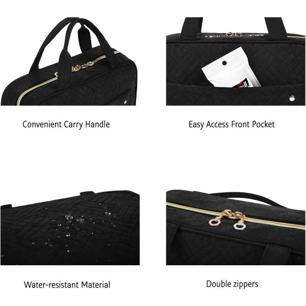 Hængende Toilettaske Rejse Stor Toilettaske Kvinder Kosmetik Taske Transparent til Fuld Størrelse Beholdere Black
