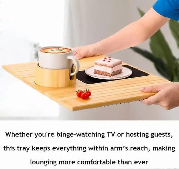 2025 Nya soffhack, Bambu soffarmbricka Soffkopphållare Armstöd Bord