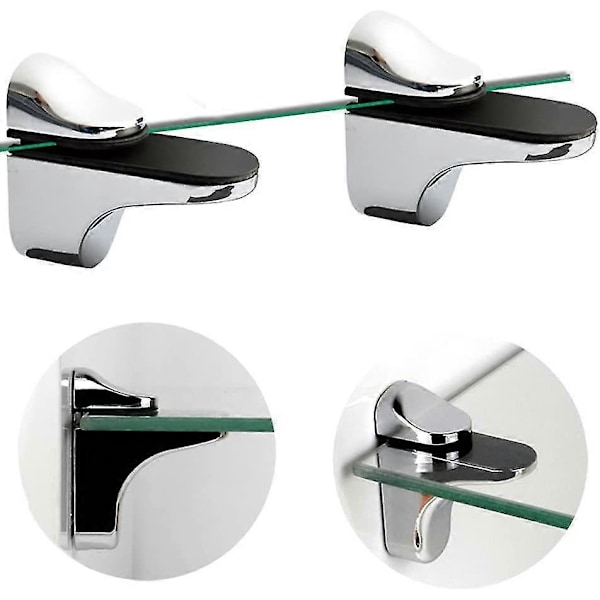 4 stk. glasshylleholder, justerbar