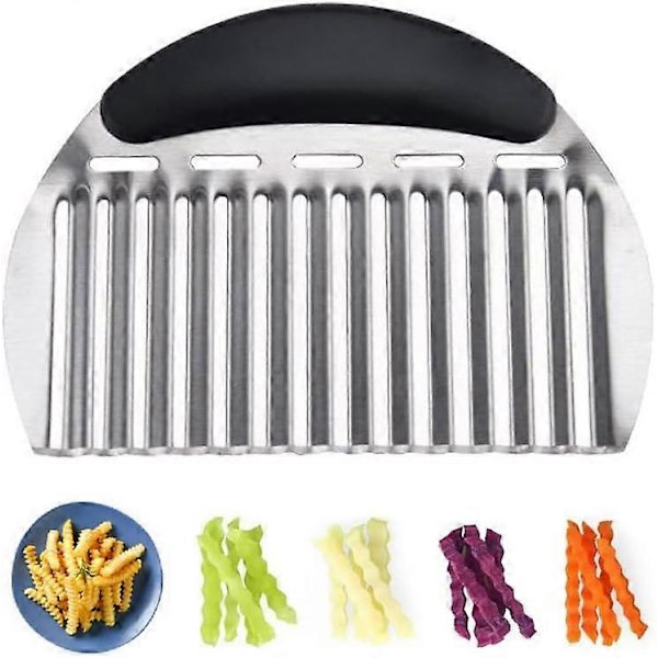 Tjock Stål Crinkle Cutter Vågig Hackare Pommes Frites Skärare för Potatis Morot Chips och Frukt, Grönsaker, Potatis, Lök