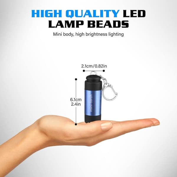 2-osainen mini-LED-taskulamppu, avaimenperä-taskulamppu, USB-ladattava LED-taskulamppu lapsille, lasten taskulamput, retkeilyyn, kiipeilyyn,