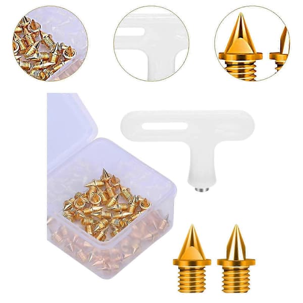 50-pakning 5 mm piggsko-pigger Erstatning Lette metallpigger for sprintløping Sport Voksne Gold