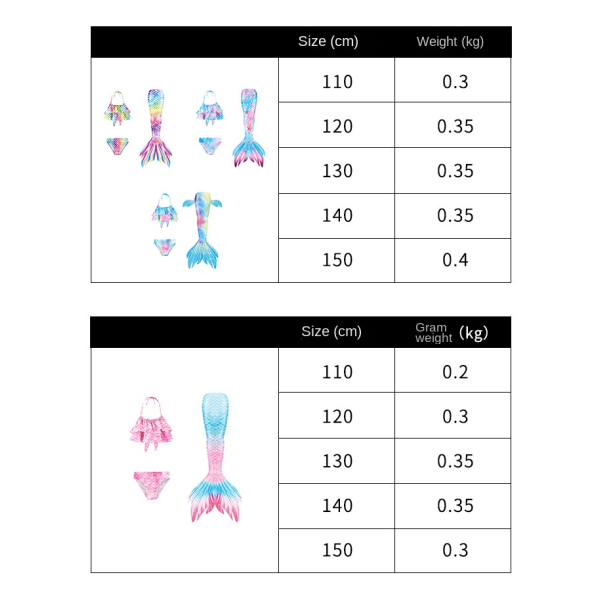 Ghnatygren barn sjöjungfru baddräkt sjöjungfru svans baddräkt flickor simdräkt baby varm källa baddräkt 150