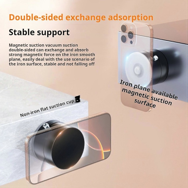 Magnetisk Telefonhållare med Vakuum Sugkopp 360 Graders Roterande Universal Handsfree Portabel White
