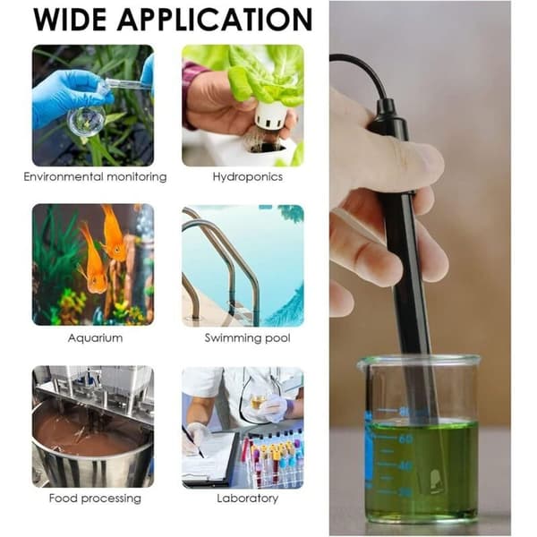 Basseng pH-sonde, 0-14 pH-elektrode, pH-sondeverktøy for pH-deteksjon, sondedeteksjon, anskaffelse, overvåking, industrielle kontrollforsyninger