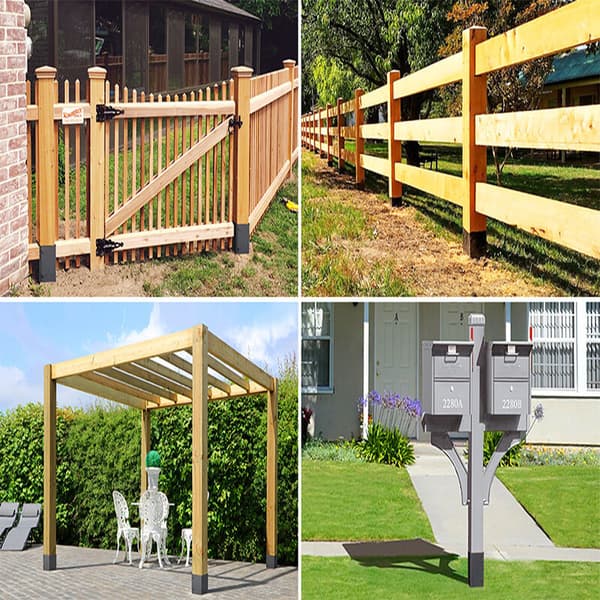 Justerbar stolpebeskytter 8,4 til 15,2 cm. Beskyttelse mod regn og erosion. Til postkasser, terrasser, hegn.