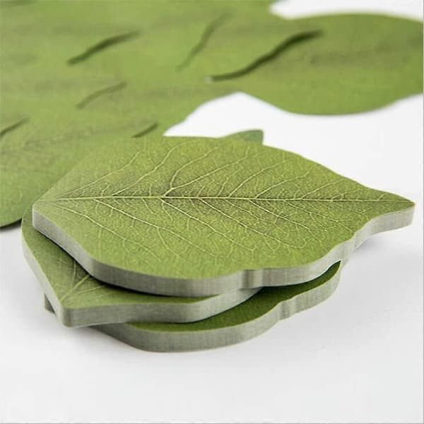 100 Ark Sticky Notes, Smukke Grønne Bladformede Selvklæbende Noter, 2 Pak Sticky Note Pads, Sticky Memo Sæt -Yx
