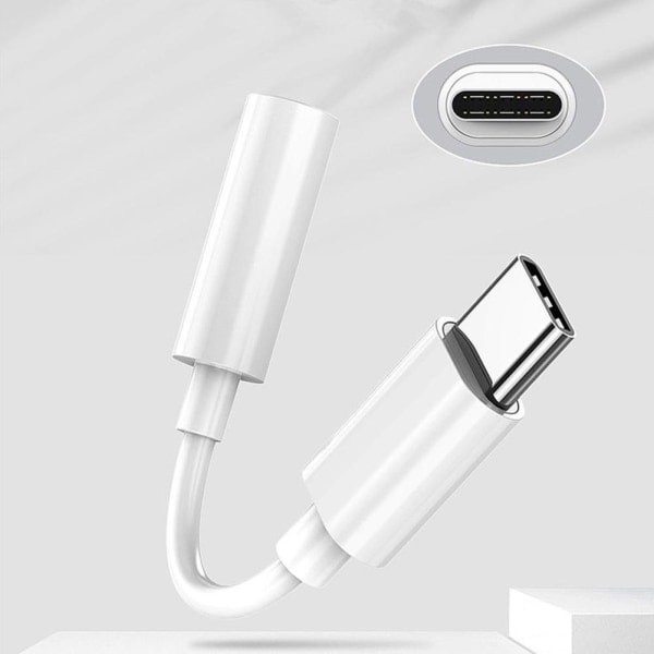 1*USB-C Typ C Adapter Port till 3,5MM Aux Audio Jack Hörlurar Vit För iphone15 serie