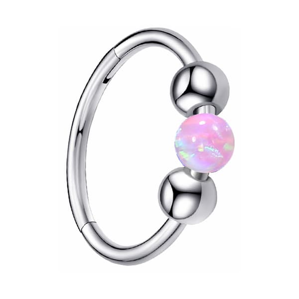 Sæt med 2 unisex små bruskbøjleøreringe, runde perlelukningsøreringe. pink 1.0*8mm