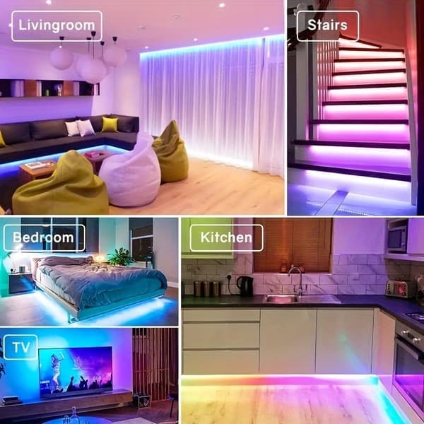 USB LED-lyslenke med 44 knapper for appfjernkontroll, egnet for hjem, jul og festdekorasjoner, 5m 30 lamper