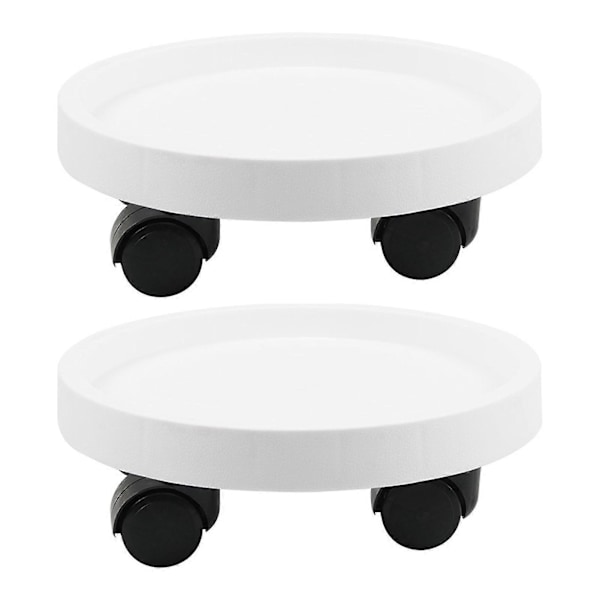 Förtjockad Rund Planteringsbricka med Hjul Slitstark Mobil Blomplanteringsbas för Stora Krukväxter 2 White 360