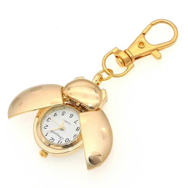Uudet leppäkerttukellot Kuoriainen Kello naiset miehet lapset taskukello opiskelijat kvartsikello avaimenperät taskukello kaulakoru kellot kulta White with keyring