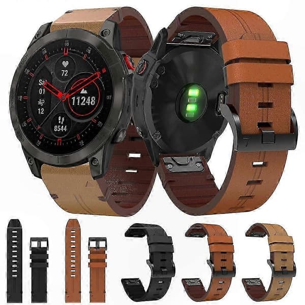 Garmin EPIX Gen 2 22mm Læder- og Stålspænde Urrem