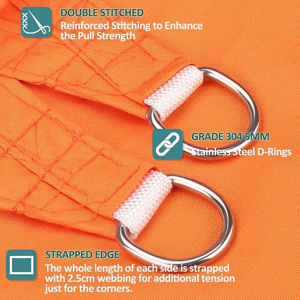 Solskyddstak 2x2x2m Triangel Markis 98% UV-skydd med Gratis Rep Orange