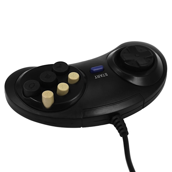 Klassisk Retro 6-knappars Trådbunden Handkontroll Spelkontroll Joystick Joypad för MD2 PC Drive Gaming