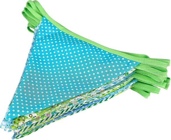 36 stk. blå stoffvimpelbanner, 10 m dobbeltsidig bomullsvimpel, trekantet flaggkrans, blomstervimpler til bryllupsbursdagsfester -Yx Green